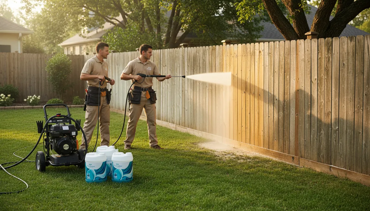 clean fence with pressure washer