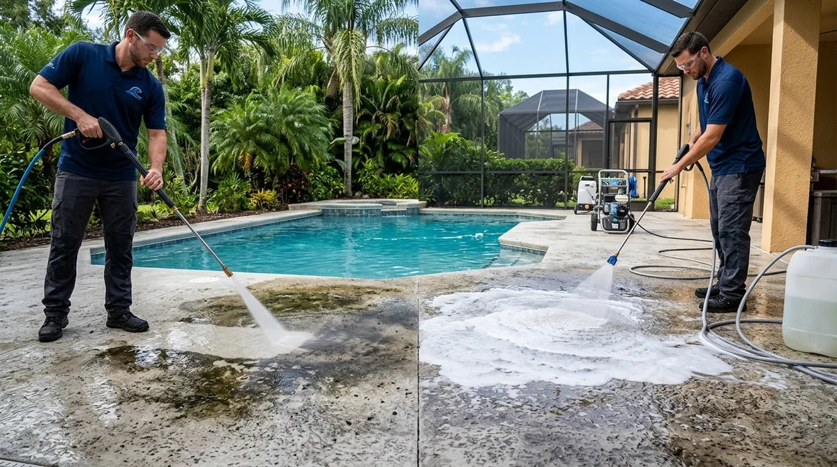 pool deck pressure washing in riverview