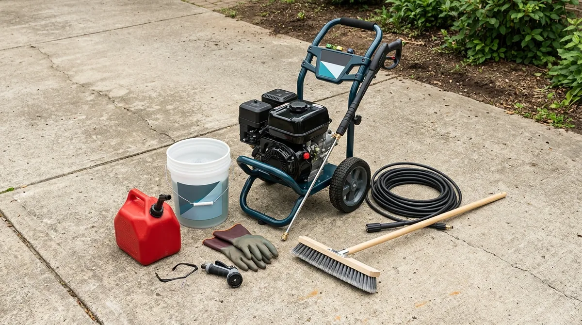 clean concrete with pressure washer