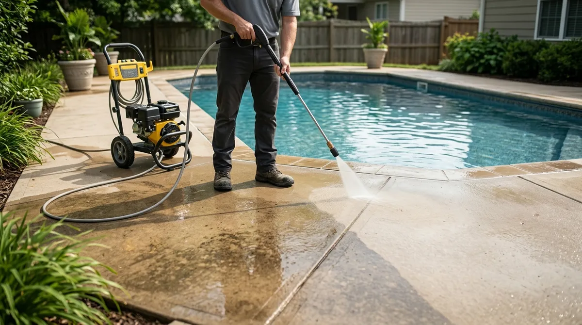 pool deck pressure washing