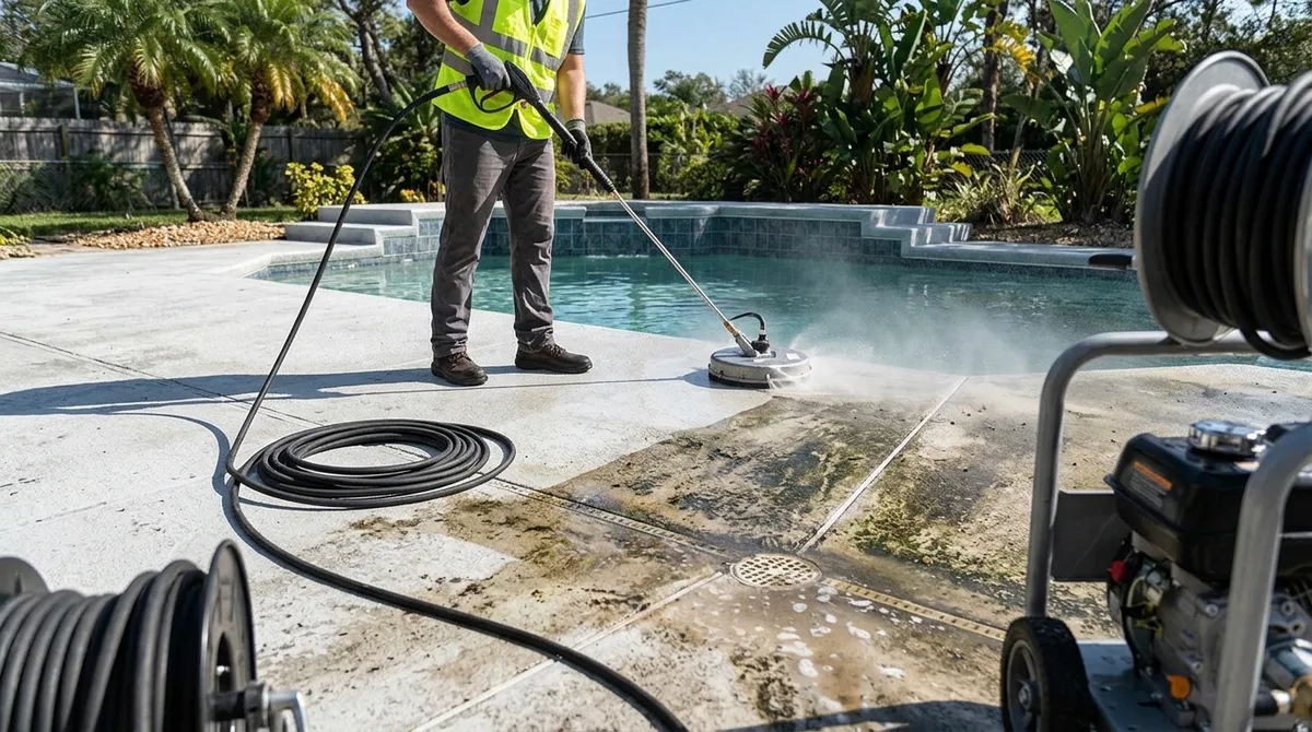 pool deck pressure washing