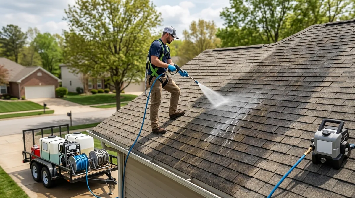 soft wash roof cleaning near me