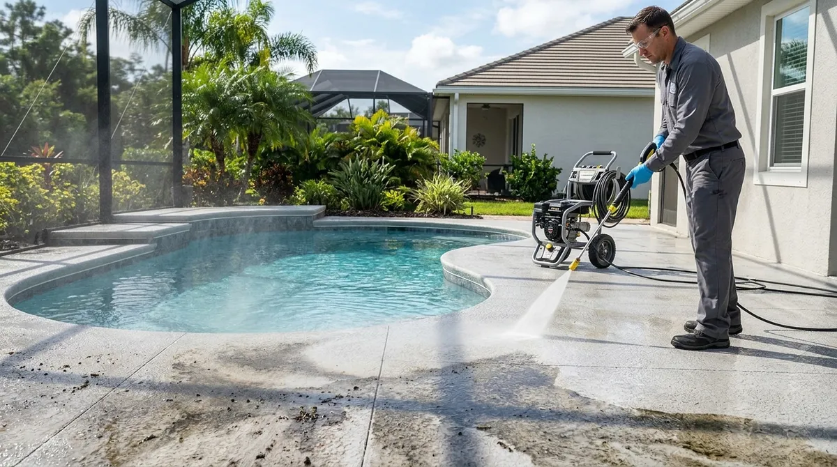 pool deck pressure washing in brandon