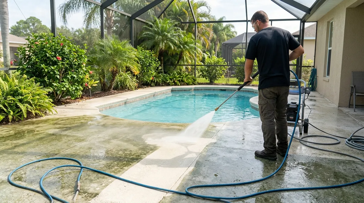 pool deck pressure washing in brandon
